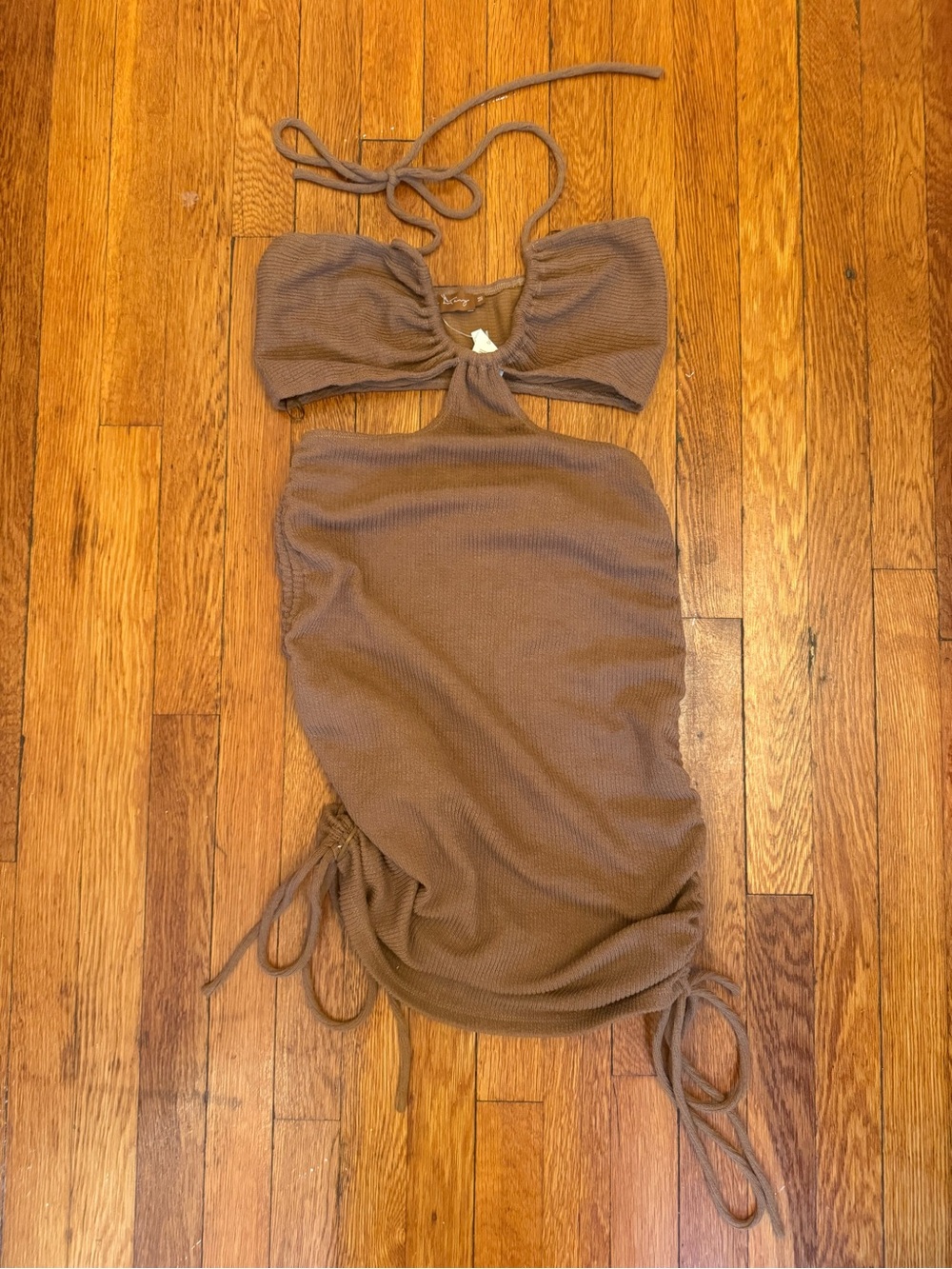 NWT Ruby & Jenna Brown Cutout Ruched Mini Halter Dress Size M